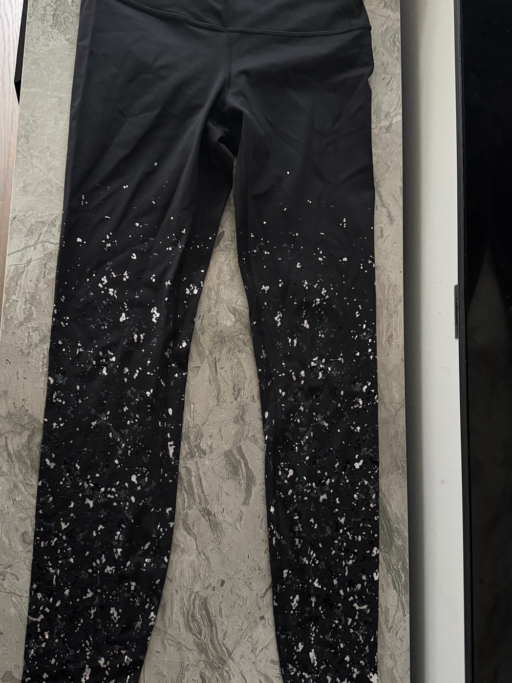 lululemon athletica Black Leggings with White/Silver Speckle Print